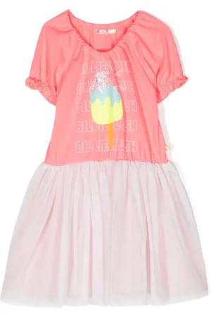 Billieblush Logo-print tulle-overlay dress