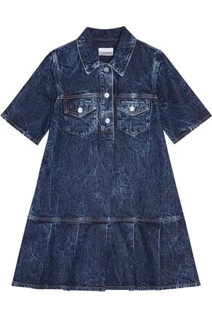 Ganni Crinkled denim mini dress