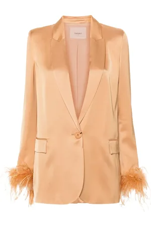 Twin-Set Feather-trim satin blazer