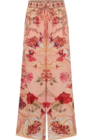 Camilla Blossoms and Brushstrokes wide-leg silk trousers