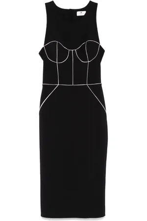 Elisabetta Franchi Contrasting-piping midi dress