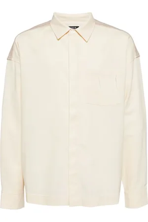 FIVE CM Corduroy-panel button-up shirt