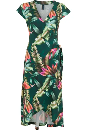 Lygia & Nanny Falc??o leaf-print wrap dress