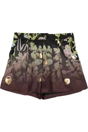 Cynthia Rowley Floral-printed faded-effect shorts