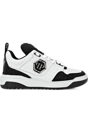 Philipp Plein Crystal-embellished leather sneakers
