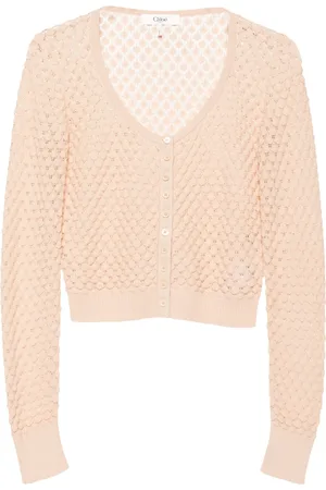 Chloé Cropped pointelle-knit cardigan