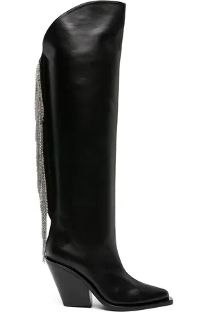 LE SILLA Jewel 100mm crystal-fringe cowboy boots