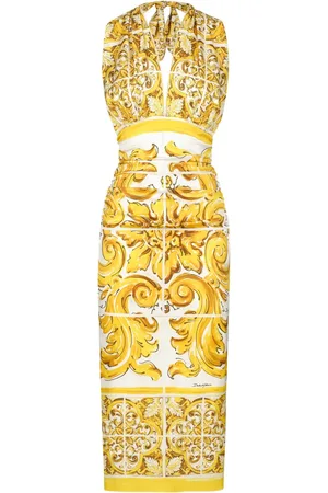 Dolce & Gabbana Majolica-print silk midi dress