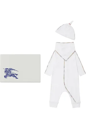 Burberry Check-piping babygrow (set of three)