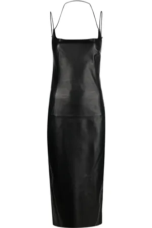 The Attico Halterneck leather midi dress