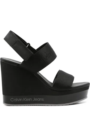 Calvin Klein 110mm logo-jacquard wedge sandals