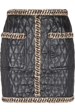 Balmain Quilted leather miniskirt