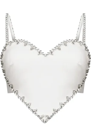 AREA Crystal-trim heart-shaped top