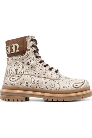 Philipp Plein Paisley-print leather ankle boots