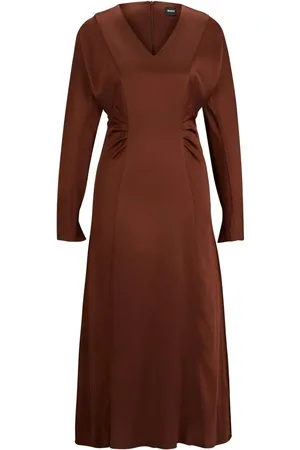 HUGO BOSS V-neck satin midi dress