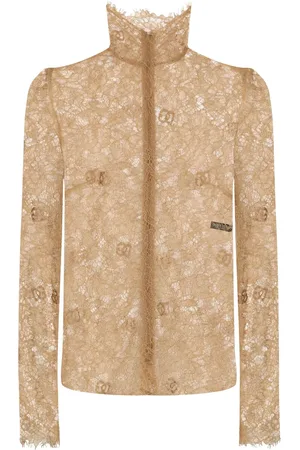 Dolce & Gabbana Sheer-lace high-neck blouse