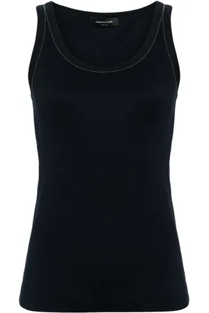 Fabiana Filippi Beaded-trim fine-ribbed tank top