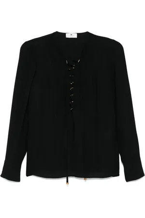 Elisabetta Franchi Lace-up georgette blouse