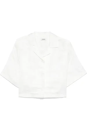 Sandro Jacquard-flowers cropped shirt