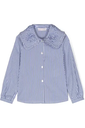MONNALISA Striped ruffled poplin shirt