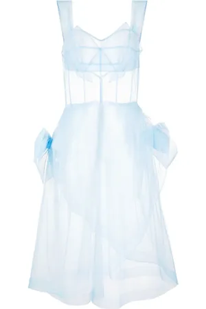 Maison Margiela Bow-appliqu?? tulle midi dress