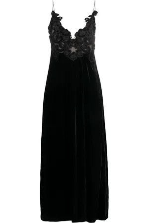 ZIMMERMANN Floral-embellished velvet A-line dress