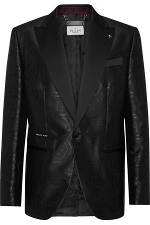 Philipp Plein Monogram-jacquard single-breasted blazer