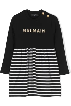 Balmain Logo-lettering long-sleeve dress