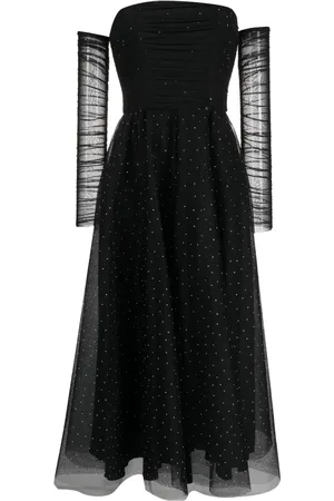 NISSA Crystal-embellished off-shoulder dress