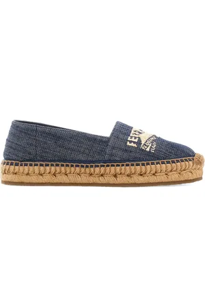 Salvatore Ferragamo Logo-embroidered denim espadrilles