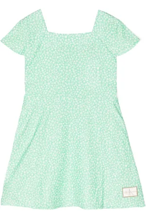 Calvin Klein Logo-patch floral-print dress