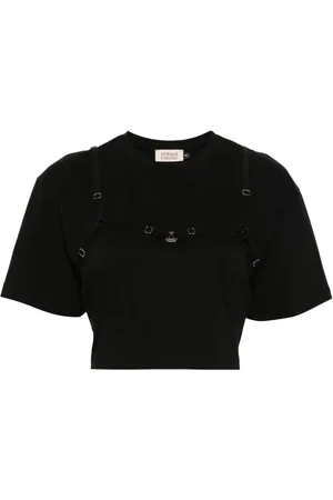 MURMUR Strap-detail cropped T-shirt