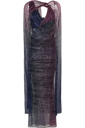TALBOT RUNHOF Cape-detail lurex gown