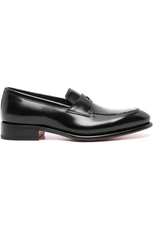 santoni Leather penny loafers