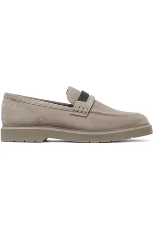 Brunello Cucinelli Crystal-embellished suede loafers