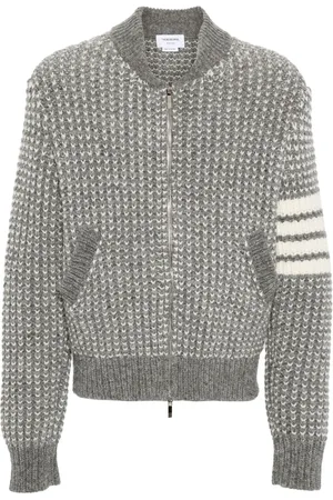 Thom Browne 4-Bar chunky-knit bomber jacket