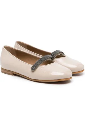 Brunello Cucinelli Monili-embellished leather ballerina shoes
