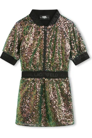 Karl Lagerfeld Sequin-embellished logo-jacquard minidress