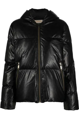 Michael Kors Faux-leather hooded puffer jacket
