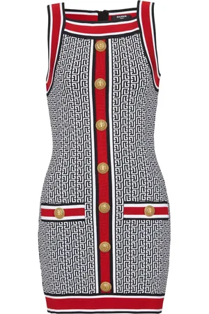 Balmain Button-embellished monogram minidress