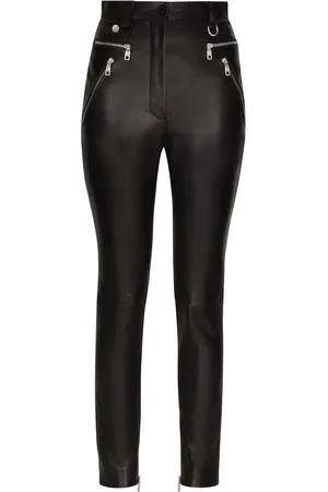 Dolce & Gabbana Zip-detail faux-leather trousers