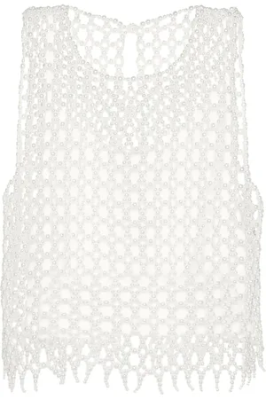Maje Pearl-embellished crop top
