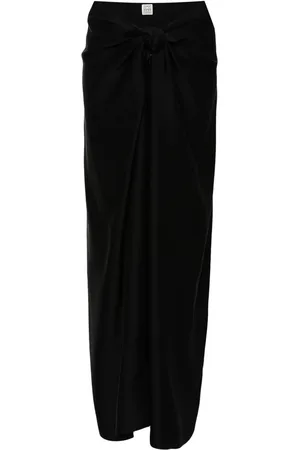 Totême Knot-detail satin midi skirt