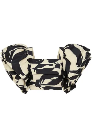 Rebecca Vallance Pompidou abstract-print crop blouse