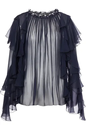 Alberta Ferretti Ruffle-detail silk blouse