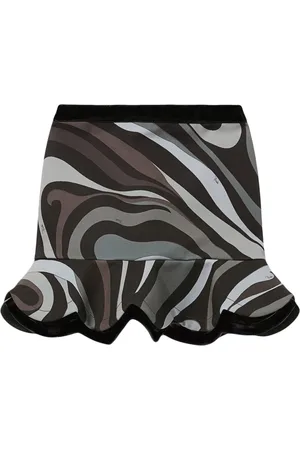 Puccini Marmo-print crepe peplum mini skirt
