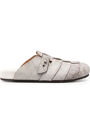 Buttero Round-toe leather slippers