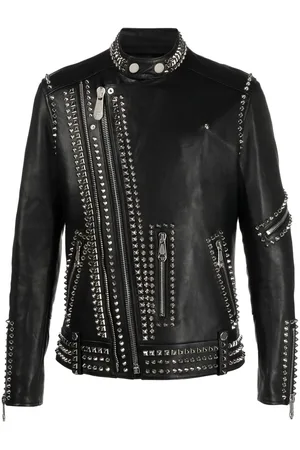 Philipp Plein Rockstud-embellished leather biker jacket