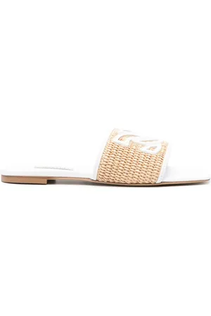 Casadei Portofino woven-raffia slides