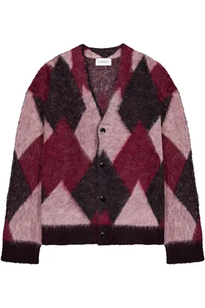 LANEUS Argyle-pattern cardigan